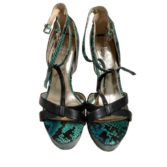 ShoeDazzle Green/Black/Blue Snakeskin Heels Size 8 - Statement, Glam, Night Out - Picture 2 of 5